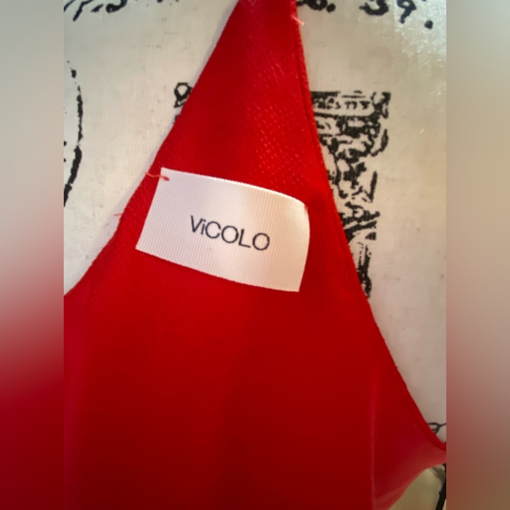 Vicolo Red Cami Top Made in Italy Silky Spaghetti Strap Tank - Picture 11 of 16